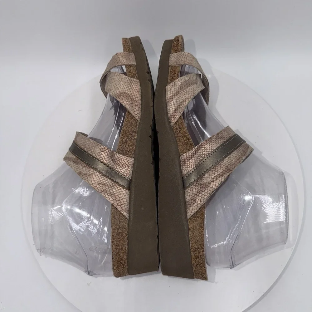 NAOT Women Jessica Wedge Toe Loop Sandals Size 39 EU /‎ 8 US Brown Leather